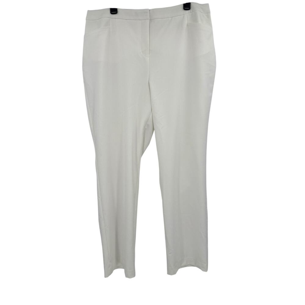 INC Womens Size 18 White Mid Rise Straight Leg Comfort Regular Length Pants